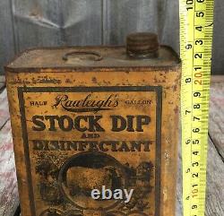 Rare Vintage 1/2 PT Rawleighs Sheep STOCK DIP Agricultural Disinfectant Tin Can