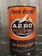 Rare Vintage 1 Qt AERO Motor Oil Tin Can with Airplane Advertising Rustic Patina