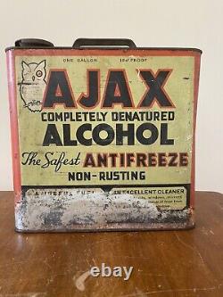 Rare Vintage Ajax Alcohol Antifreeze One Gallon Can -1 Gal in Good Condition