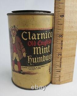 Rare Vintage Antique Clarnico Mint Humbugs Old English Tin Can Advertising Sign
