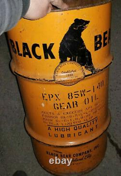 Rare Vintage Black Bear Gear Oil Can Barrel Drum 15 Gallon Long Island City NYC
