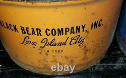 Rare Vintage Black Bear Gear Oil Can Barrel Drum 15 Gallon Long Island City NYC