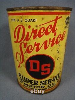 Rare Vintage Direct Service Super Ser-Vis Pennsylvania one Quart oil can