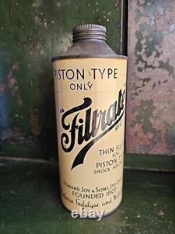 Rare Vintage Filtrate Oil Quart Can Tin Motoring Garage Automobilia