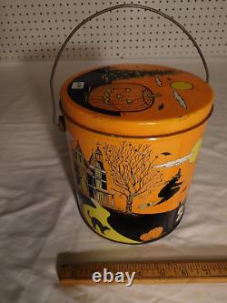 Rare Vintage Halloween Paint Can Style Candy Tin with 2 FREE ITEMS