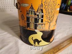 Rare Vintage Halloween Paint Can Style Candy Tin with 2 FREE ITEMS