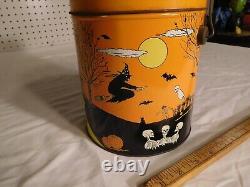 Rare Vintage Halloween Paint Can Style Candy Tin with 2 FREE ITEMS