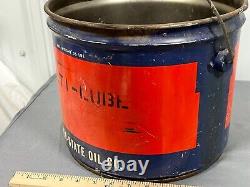 Rare Vintage Inter-State Oils 25 pound Grease Oil Can Bucket Kansas City MO