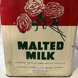 Rare Vintage LARGE Carnation Malted Milk 25 Lbs Metal Container Los Angeles