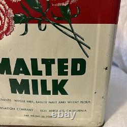 Rare Vintage LARGE Carnation Malted Milk 25 Lbs Metal Container Los Angeles