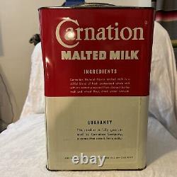 Rare Vintage LARGE Carnation Malted Milk 25 Lbs Metal Container Los Angeles