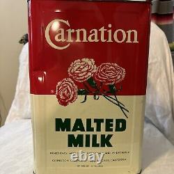 Rare Vintage LARGE Carnation Malted Milk 25 Lbs Metal Container Los Angeles