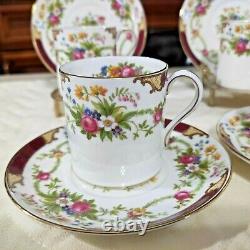 Rare Vintage Lot Of 8 pcs Shelley Dubarry #13395, C1920 Coffee Cup Can & Saucer