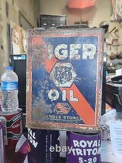 Rare Vintage Original Gambles Tiger Oil 1 Gallon can