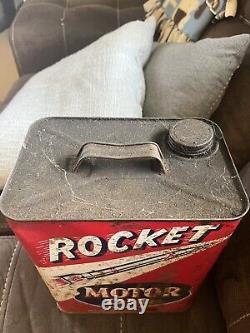 Rare Vintage Original Rocket Motor Oil 2-gallon Can Empty Awesome Graphix