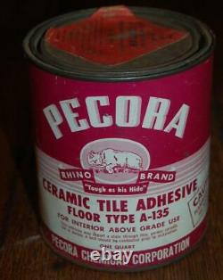 Rare Vintage Pecora Chemical Corp. Rhino Brand Tile Adhesive Advertising Can