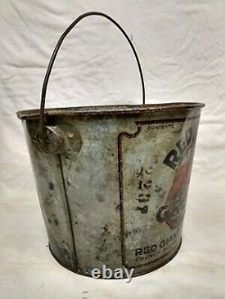 Rare Vintage Red Giant Oil Co Grease Bucket Can Council Bluffs IA Gas sign