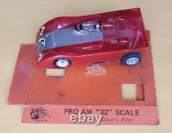 Rare Vintage Rigge CAN-AM PRO-AM 1/32 Scale Slot Car Racecar Red Silver Stripe