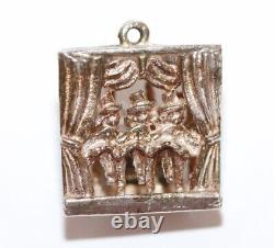 Rare Vintage Sterling Silver Moving French Can Can Dancers Mechanical Charm