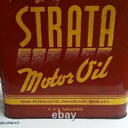 Rare Vintage Strata Motor Oil Can 2 Gallon Can Tiona Petroleum Bomber Plane Sign