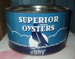 Rare Vintage Superior Half Gallon Oyster Tin Can-packer De 7