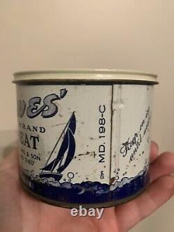 Rare Vintage Tawes Brand Crab Meat Can Crisfield, MD Maryland Crabmeat Tin