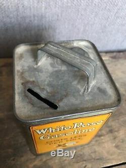 Rare Vtg 1930's EnArCo Motor Oil White Rose Gasoline Metal Bank Can Tin Canadian
