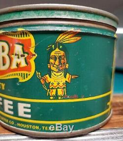Rare Vtg Advertising Wamba Indian Houston Texas Coffee Tin Can No Porcelain Sign