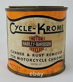 Rare Vtg Harley Davidson Cycle-Krome Advertising Tin Can Gas Oil Sign A11