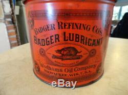 Rare Wadhams Badger Lubricant Wisconsin Grease Can Oil Can