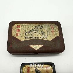 Rare antique retro gramophone tin needle can from japan