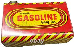 Rare design vintage antique 2.5 Gallon Gasoline Gerry Can Red & Yellow from USA