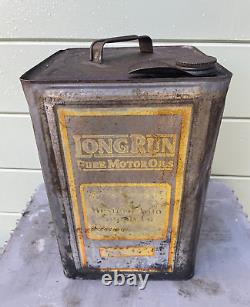 Rare vintage Western Auto Long Run Pure Motor Oil can rocker