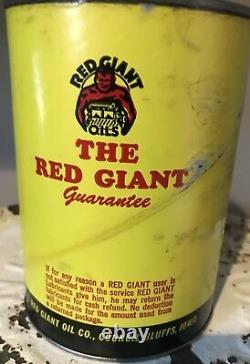Red Giant Oil Full Unopened Quart Can Vintage Paper Cardboard Can Super Rare