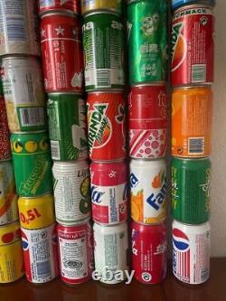 Set of 55 collectible vintage antique empty tin soda Cola cans 1990s EXTRA RARE