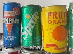 Set of 55 collectible vintage antique empty tin soda Cola cans 1990s EXTRA RARE