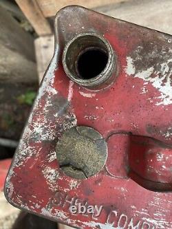 Two gallon shell motor spirit oil petrol can Rare Unusual Small Cap Brass
