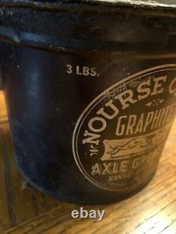 Ultra Rare Nourse Oil Co. 3lb Can Graphite Axle Grease Kansas City