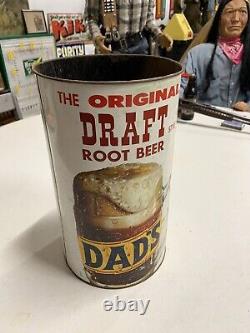 VERY RARE Dad's Root Beer Metal Trash Can Advertising COLA SODA GAS OIL SIGN
