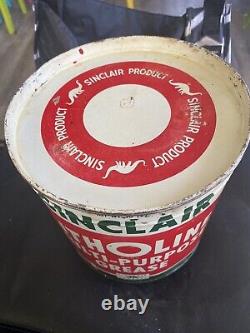 VINTAGE 1950s RARE SINCLAIR Litholine Grease 10 LBS OIL CAN Tin DINO