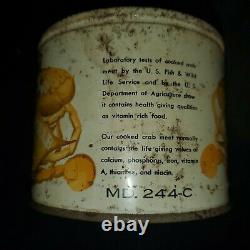 VINTAGE EASTERN SHORE CRAB CO. CRISFIELD, MD MD. 244-C CRABMEAT TIN CAN rare