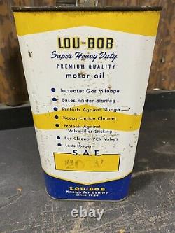 VINTAGE Rare LOU-BOB MOTOR OIL 2 Gallon Can 20W Lou-Bob Co. Chicago Illinois
