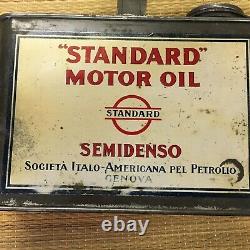VINTAGE STANDARD OIL SEMIDENSO MOTOR OIL CAN GENOVA ITALY 20s TIN VERY RARE