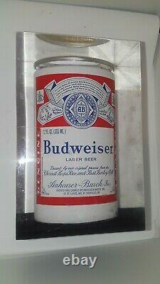 Very Rare Budweiser Beer Can Anheuser Busch 1977 Rare vintage Award Lucite