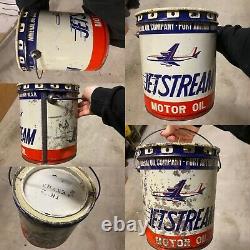 Very Rare Jetstream Motor Oil Can Airplane Graphic Texas Jet Gas Sign TX