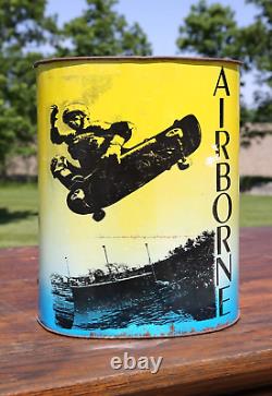 Vintage 80's 90's Skateboard Airborne Garbage Trash Can Waste Basket metal RARE