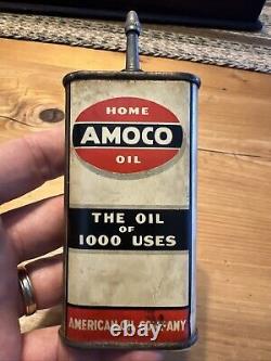 Vintage Amoco American Oil Co. 3 Oz Lead Top Home 1,000 Uses Tin Oil Can Rare