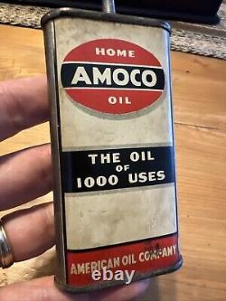 Vintage Amoco American Oil Co. 3 Oz Lead Top Home 1,000 Uses Tin Oil Can Rare