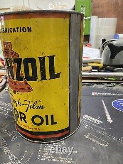 Vintage Antique Pennzoil 5 Quart Motor Oil Can United Airlines Advertising Rare