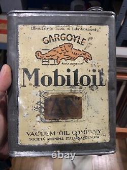 Vintage Antique RARE Original Mobiloil Vacuum Gargoyle AF Slim Italian Oil Can